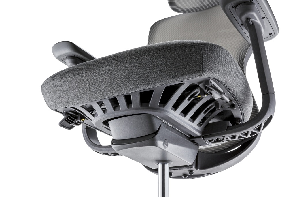 Silla Director Modelo Moon, Brazos 4D, soporte lumbar ajustable, syncrom activado por peso, columna ajustable, patas de nylon grafito