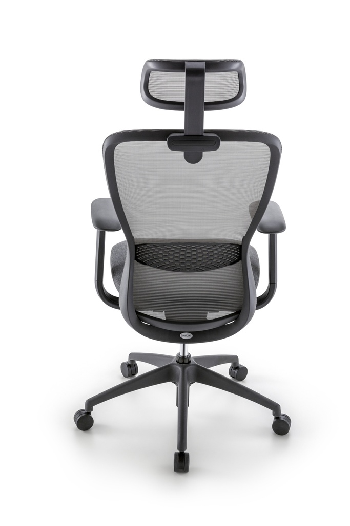 Silla Presidente Modelo Moon, Brazos 4D, soporte lumbar ajustable, syncrom activado por peso, columna ajustable, patas de nylon grafito