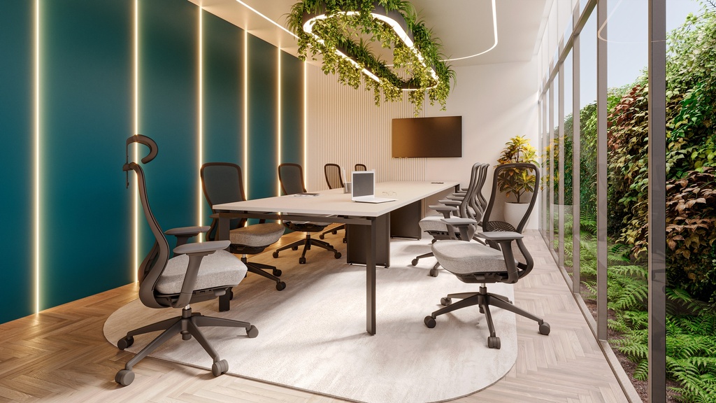 Silla Presidente Modelo Moon, Brazos 4D, soporte lumbar ajustable, syncrom activado por peso, columna ajustable, patas de nylon grafito