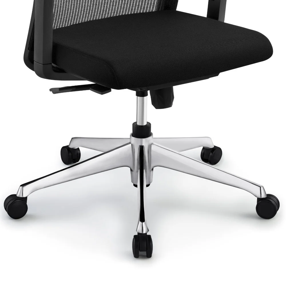 Silla Boss Presidente Patas de Aluminio, Asiento y Respaldo en Simil Cuero, Brazos Fijos. 