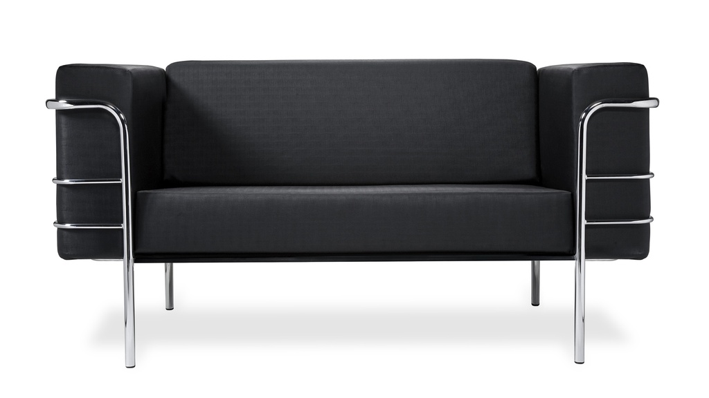 Sofa Modelo Square 2 Cuerpos Cuero Negro