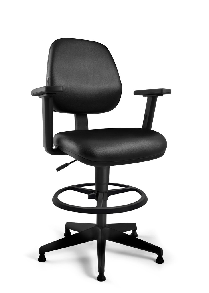 Silla Cajero Modelo Sigma Mecanismo Simple, Patas de Nylon con zapatas, brazos regulables