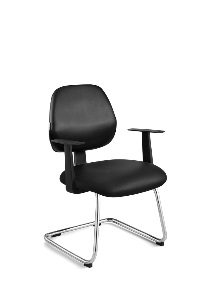 Silla Interlocutor Secretaria Modelo Sigma, Patas Cromadas, brazos regulables