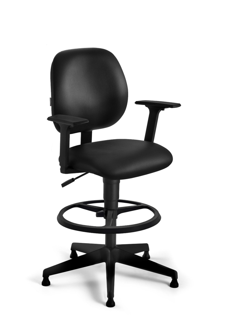 Silla Cajero modelo Labore, patas de nylon con zapatas, brazos regulables.        