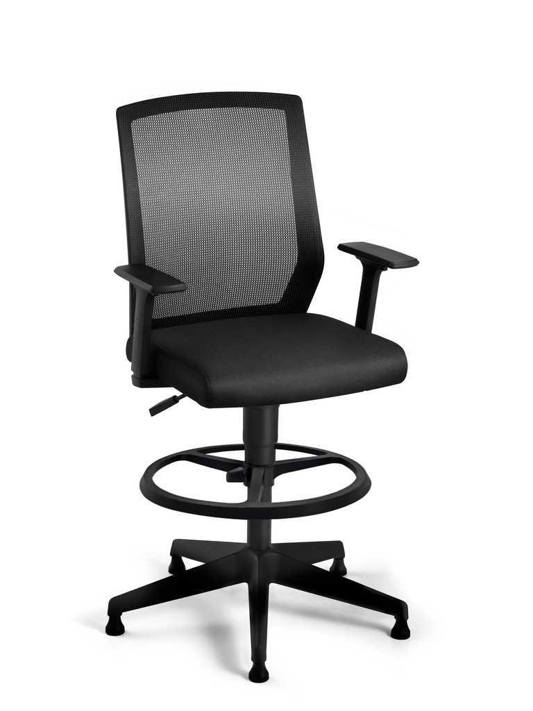 Silla Cajero Modelo Gift Mecanismo Simple, Patas de Nylon con zapatas, brazos regulables 