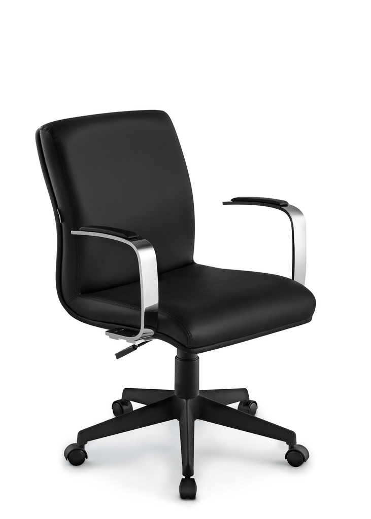 Silla Boss Director Patas de Nylon, Asiento y Respaldo en Simil Cuero, Brazos Fijos. 