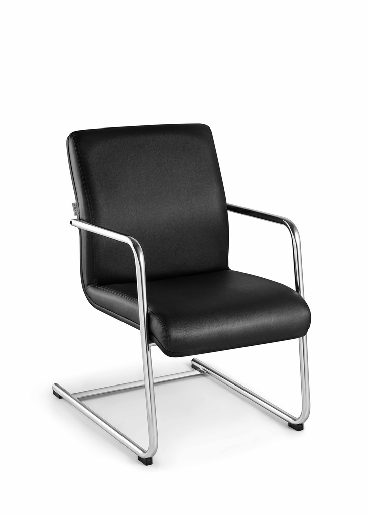 Silla Boss Interlocutor, Asiento y Respaldo en Simil Cuero, Brazos Fijos.