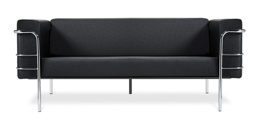 Sofa Modelo Square 3 Cuerpos Cuero Negro 