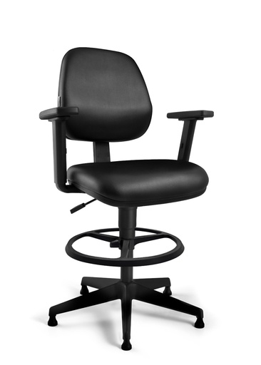 Silla Cajero Modelo Sigma Mecanismo Simple, Patas de Nylon con zapatas, brazos regulables