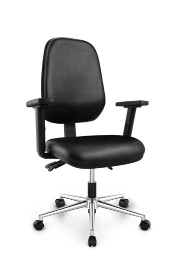 Silla Gerente Modelo Sigma Mecanismo Simple, Patas cromadas, brazos regulables