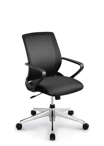 Silla de oficina negra Staff Vibe pata aluminio