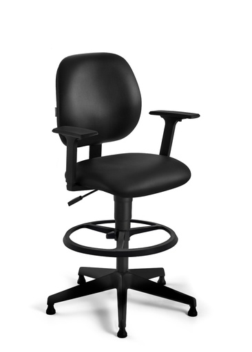 Silla Cajero modelo Labore, patas de nylon con zapatas, brazos regulables.        